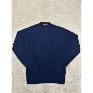 Vintage Thane Sweater Mens Large Blue Acrylic V Neck Pullover Lightweight